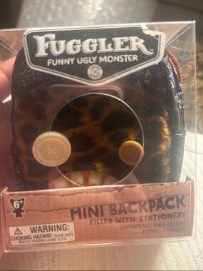 Viral Fuggler Mini Backpack Plush Keyring - Leopard Print